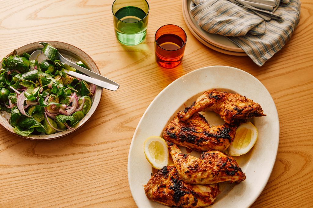 Yoghurt Roast Chicken with Cucumber Salad