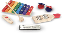 Band-In-A-Box: Hum! Jangle! Shake! (7-Piece Musical Instrument Set) : With Kazoo, Xylophone, Jingle Stick, Castanets and Harmonica - Melissa & Doug