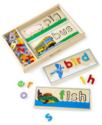 See & Spell - Wooden Learning Toy : Includes 8 double-sided spelling boards and over 50 wooden letters - Melissa & Doug