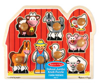 Large Farm - Jumbo Knob Wooden Puzzle : 8-Piece Wooden Puzzle for Toddlers - Melissa & Doug