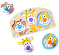 Safari - Jumbo Knob Wooden Puzzle : 3-Piece Wooden Puzzle with Tiger, Giraffe, and Lion - Melissa & Doug