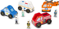 Emergency Vehicle Wooden Play Set : with 4 Vehicles, 4 Play Figures - Melissa & Doug