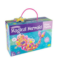 Shimmery Magic Mermaid Floor Puzzle : 41-Piece Floor Jigsaw Puzzle in Mermaid Shape - Mindware