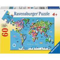 World Map - Kids Puzzle : 60 Piece Jigsaw Puzzle - Ravensburger Puzzles