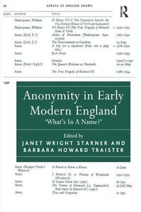 Anonymity in Early Modern England : 'What's In A Name?' - Barbara Howard Traister