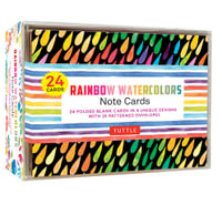 Rainbow Watercolors Note Cards - 24 Cards : 24 Blank Cards in 8 Unique Designs with 25 Patterned Envelopes - Tuttle Studio