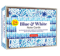 Blue & White Note Cards - 24 Cards : 24 Blank Cards in 8 Unique Designs with 25 Patterned Envelopes - Tuttle Studio