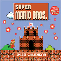 Super Mario Bros. 8-Bit Retro 2025 Wall Calendar with Bonus Diecut Notecards - Nintendo