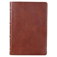 KJV Giant Print Full-Size Bible Brown Full Grain Leather - Christian Art Gifts