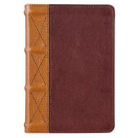 KJV Large Print Compact Bible Two-Tone Toffee/Brandy Full Grain Leather - Christian Art Gifts