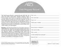 Assessment, Evaluation, and Programming System for Infants and Children (AEPS (R)) : Child Progress Record I: Birth to Three Years - Betty Capt