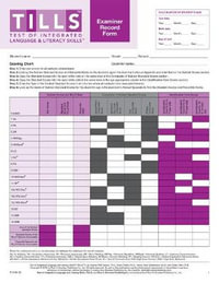 Test of Integrated Language and Literacy Skills (R) (TILLS (R)) Examiner Record Form - Nickola Nelson