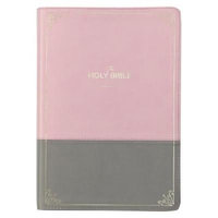 KJV Super Giant Print Bible Two-Tone Pink/Gray Faux Leather - Christian Art Gifts