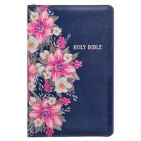 KJV Deluxe Gift Bible Printed Blue Floral with Zipper Faux Leather - Christian Art Gifts