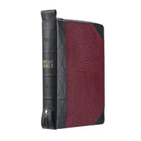 KJV Study Bible Two-Tone Black/Burgundy with Zipper Faux Leather - Christian Art Gifts