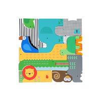 Wooden Puzzle + Play : Shaped Safari Animals - Petit Collage