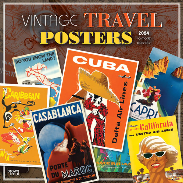 Browntrout 2024 Wall Calendar 12x12 Vintage Travel Posters