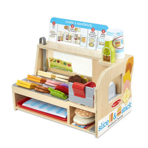 Wooden Slice & Stack Sandwich Counter : 56-Piece Play Toy Set - Melissa & Doug