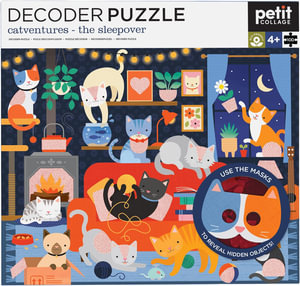 Decoder Puzzle: Catventures - The Sleepover : 100-Piece Jigsaw Puzzle - Petit Collage