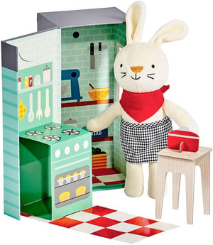 Rubie The Rabbit in The Kitchen Play Set : Includes Stuffed Animal Toy and Pop-Out Play Set Box – Perfect for Hours of Pretend Play - Petit Collage