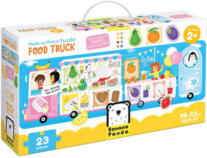 Make-a-Match : Food Truck Puzzle : Large 23-Piece Panoramic Puzzle with Educational Mix and Match Pieces - Banana Panda