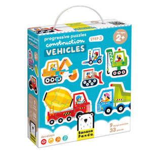 Progressive Puzzles Construction Vehicles - Puzzles For Toddlers (Age 2+) - Banana Panda