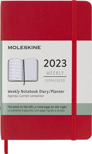 Moleskine: 2023 Weekly Notebook Diary/ Planner, Pocket, Soft Cover, Scarlet Red - Moleskine