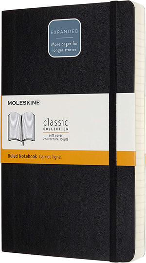 Moleskine Classic : Large Notebook, Expanded, Ruled, Black : Soft Cover - Moleskine