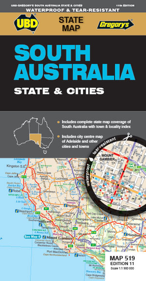 South Australia State & Cities Map 519 : 11th Edition (waterproof) - UBD Gregory's