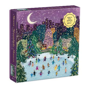 Merry Moonlight Skaters - Foil Puzzle : 500-Piece Jigsaw Puzzle - Joy LaForme