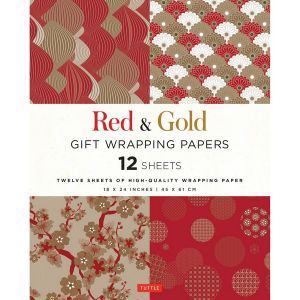 Red and Gold Gift Wrapping Papers : 12 Sheets of High-Quality Wrapping Paper - Tuttle Studio