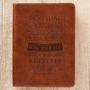 Christian Art Gifts Classic Handy-Sized Journal Be Strong and Courageous Joshua 1 : 9 Bible Verse Inspirational Scripture Notebook W/Ribbon, Faux Leathe - Christian Art Gifts