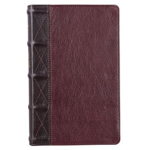 KJV Giant Print Bible Two-Tone Brown/Burgundy Full Grain Leather - Christian Art Gifts