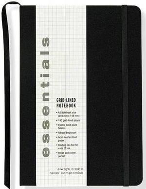 Essentials Large Black Grid-Lined Notebook : Hardcover - Peter Pauper Press