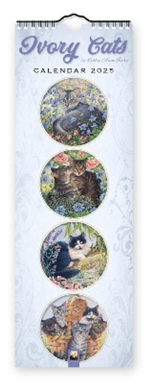 Ivory Cats Slim Calendar 2025 (Art Calendar) - Flame Tree Studio