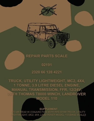 Repair Parts Scale, Truck, Utility, Lightweight, MC2, 4x4, 1 Tonne, 3.9 Litre Diesel Engine, Manual Transmission, FFR, 12/24V, With Thomas T8000 Winch - Australian Army