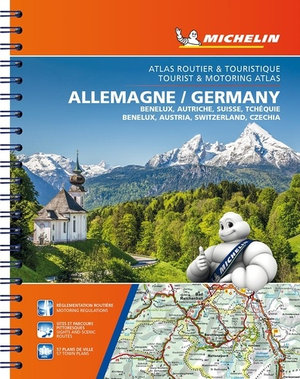 Germany, Benelux, Austria, Switzerland, Czech Republic - Tourist and Motoring Road Atlas : English French Edition - Michelin Road Atlas